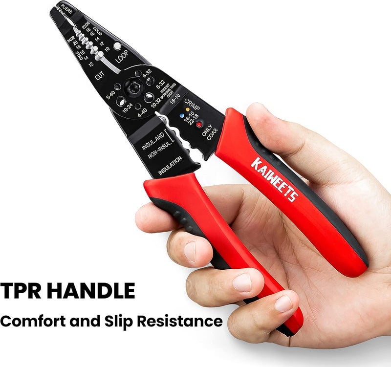 KAIWEETS Wire Stripper 10-22 AWG Wire Splicer Cable Stripper Multipurpose Wire Stripping Tool Electrical Wire Pliers with Screw Cutter - Image 4